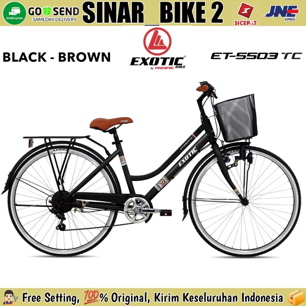 Sepeda Keranjang Dewasa EXOTIC ET 5503 TC Ukuran 26 Inch  Boncengan 7 Speed City Bike