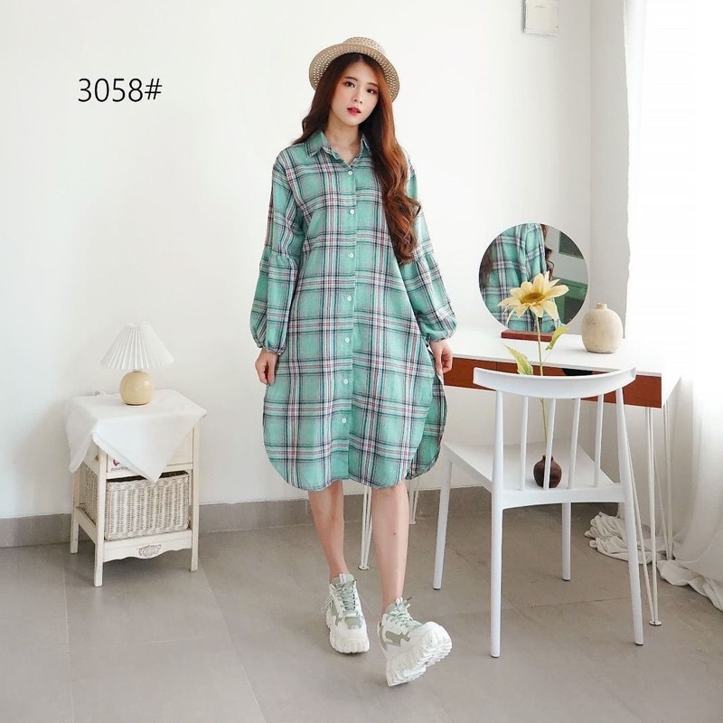 tunik tartan flanel Import | atasan flanel