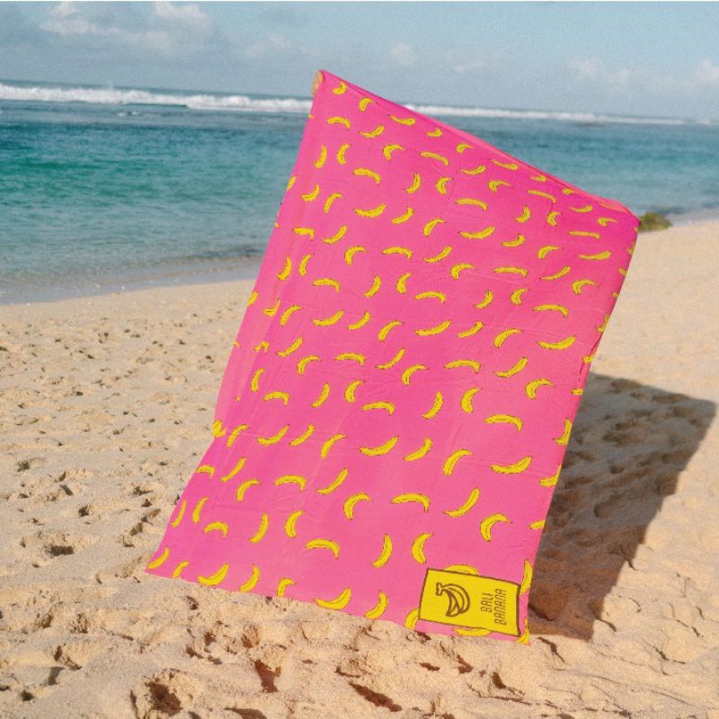 KAIN PANTAI BANANA PRINT / SARONG PANTAI PRINT BAHAN KATUN ADEM HALUS TEBAL UKURAN 2 M X1.5 M BY BAL
