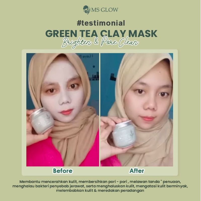 CLAY MASK GREENTEA  MSGLOW / CHARCOAL MASKER MS GLOW