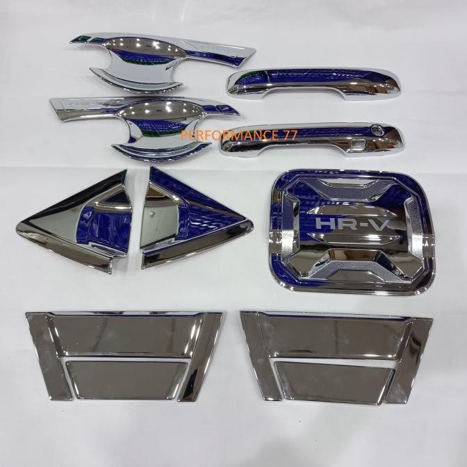 Aksesoris Mobil Paket Outer Handle Depan Belakang Tank Cover Hrv 2022 Hitam-Chrome New Aksesoris