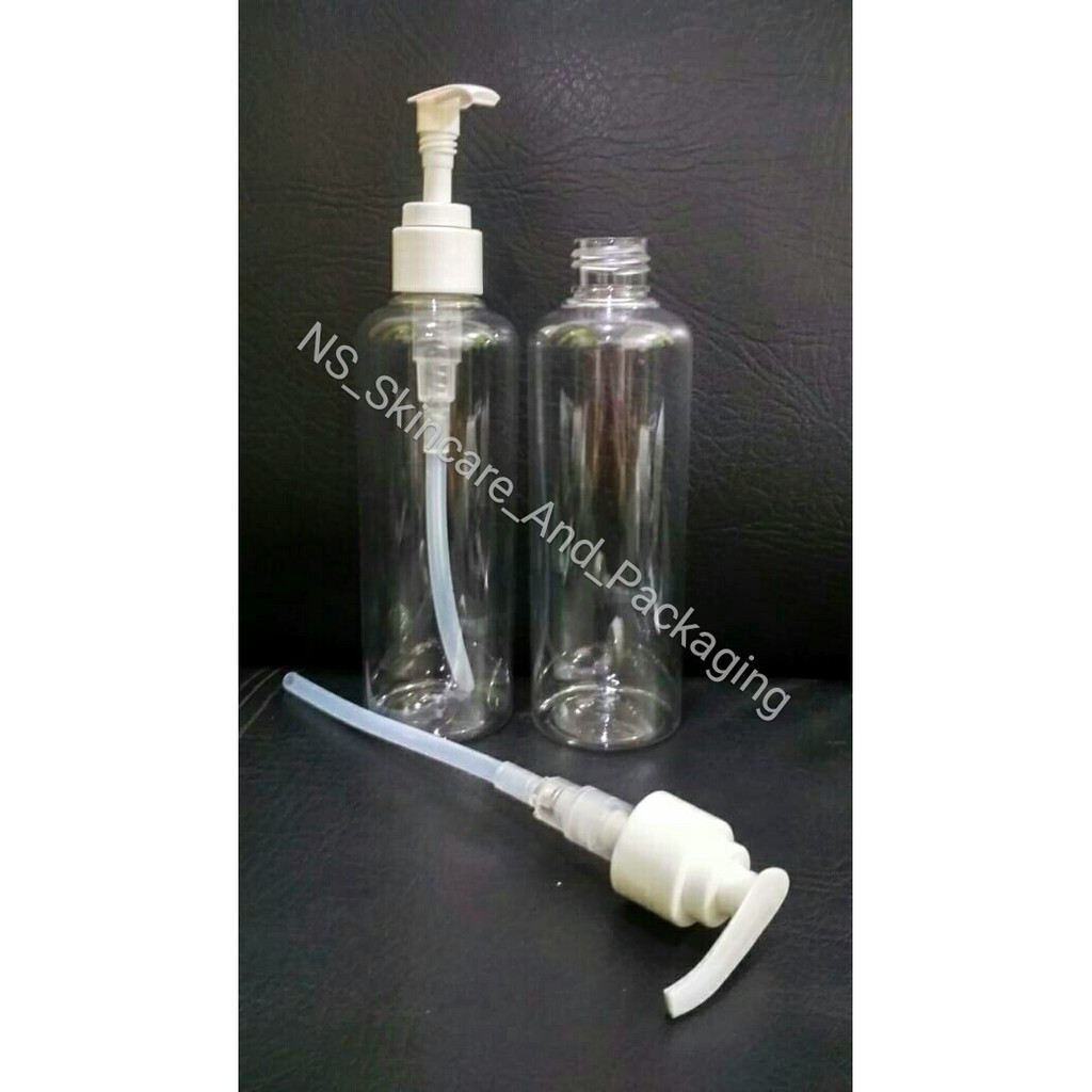 Botol pump 250ml natural - putih / Botol pump 250ml bening - putih