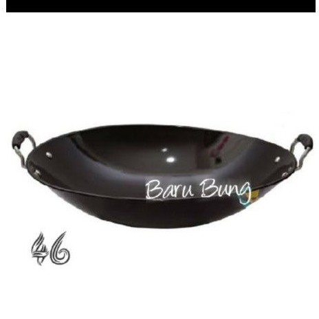 Wajan / Penggorengan / Kuali / Wok Enamel warna Hitam 46 Cm