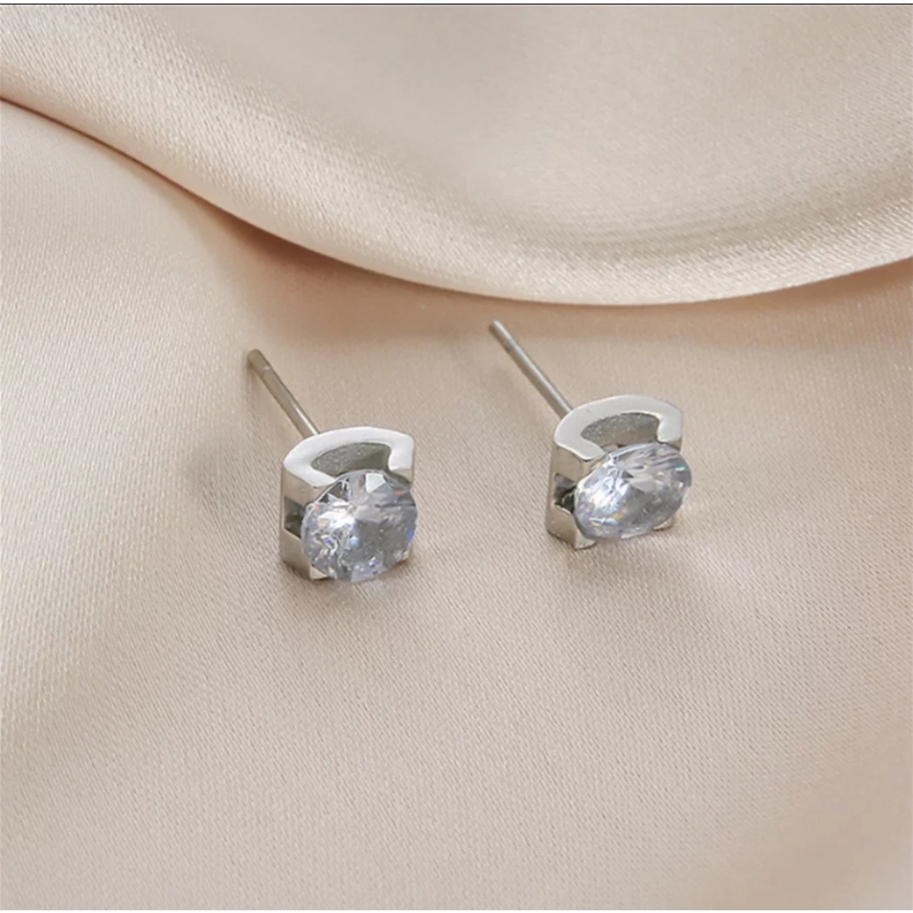 Anting Titanium THE ONE CRYSTAL Warna Rose Gold, Gold dan Silver