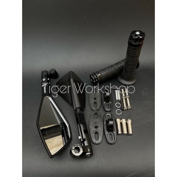 Paket 2in1 Spion Tomok V5 Handgrip Jalu CNC Universal Semua Motor