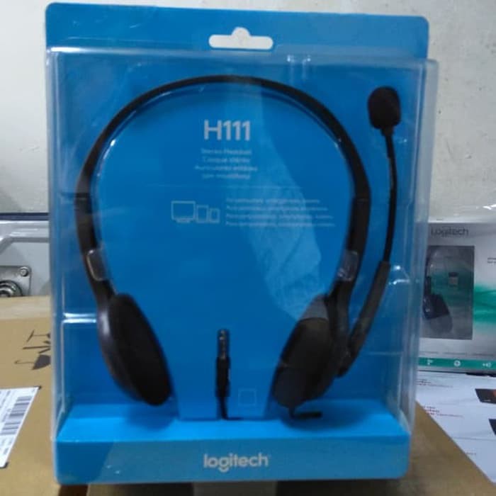 headset logitech h111 stereo with mic headphone