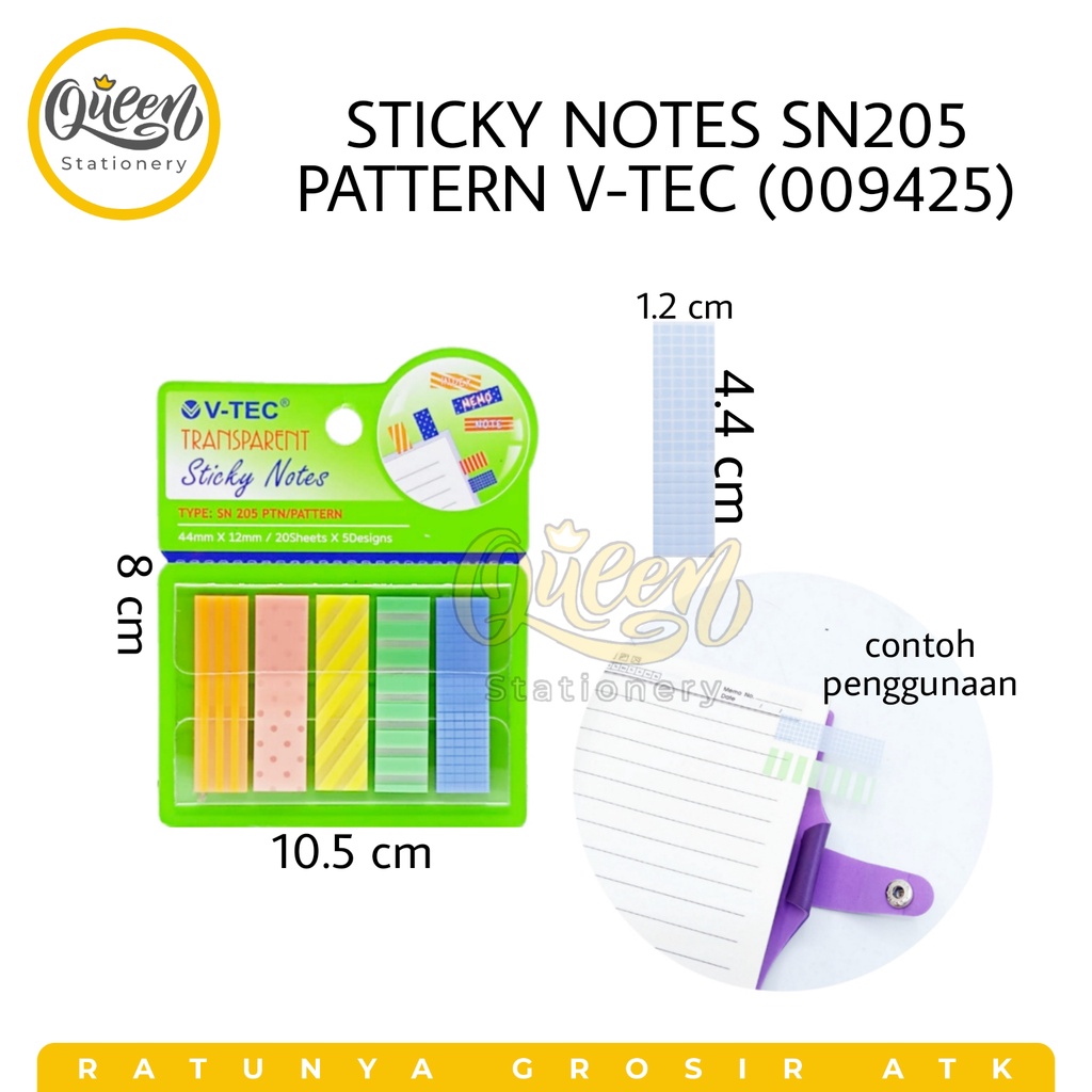 

1 PAD STICKY NOTES SN205 PATTERN V-TEC / STICK NOTE / MEMO / BOOKMARKER (009425)