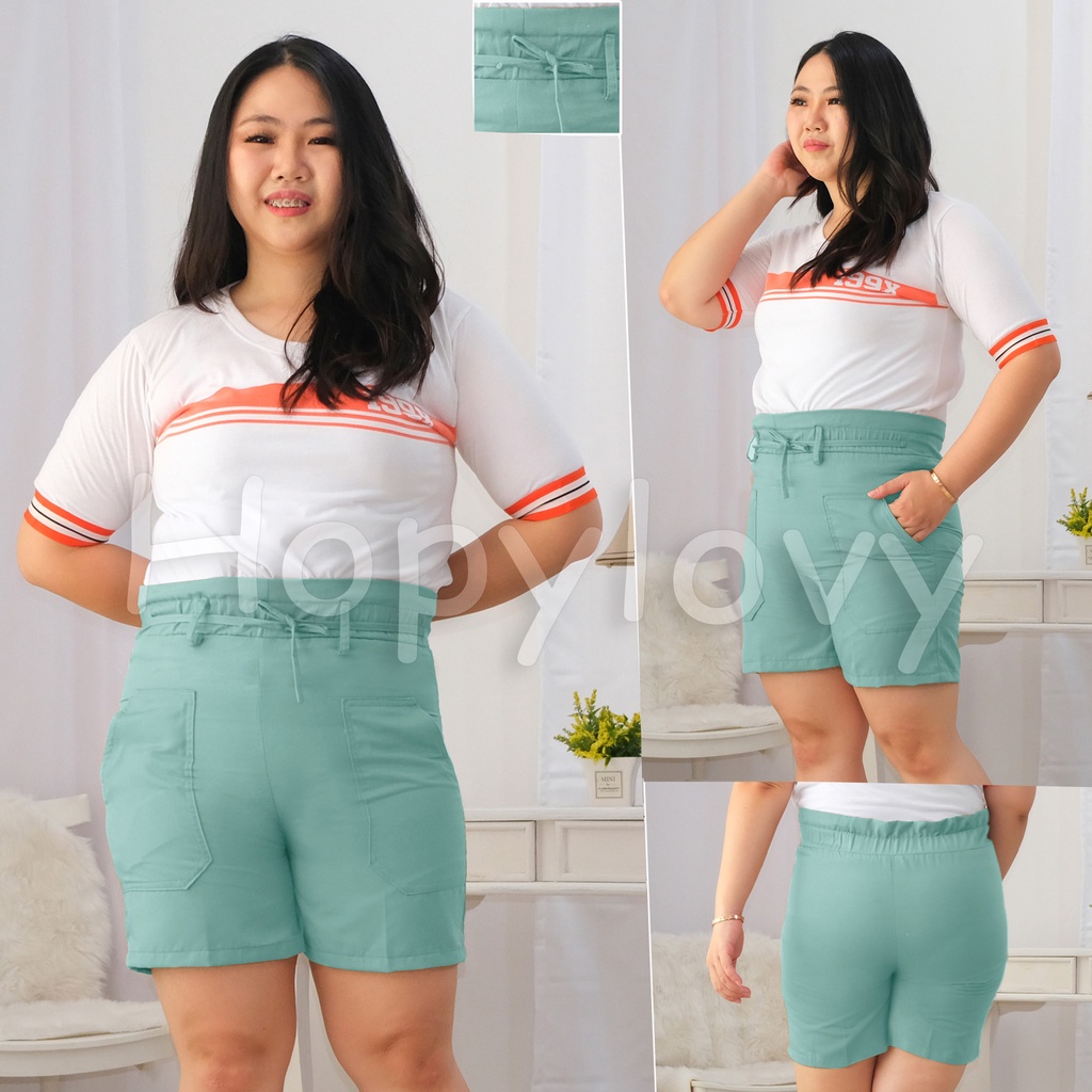 HOPYLOVY - Jumbo XXL Celana Pendek Wanita Hot Pants Move It Highwaist Pinggang Karet Sherly