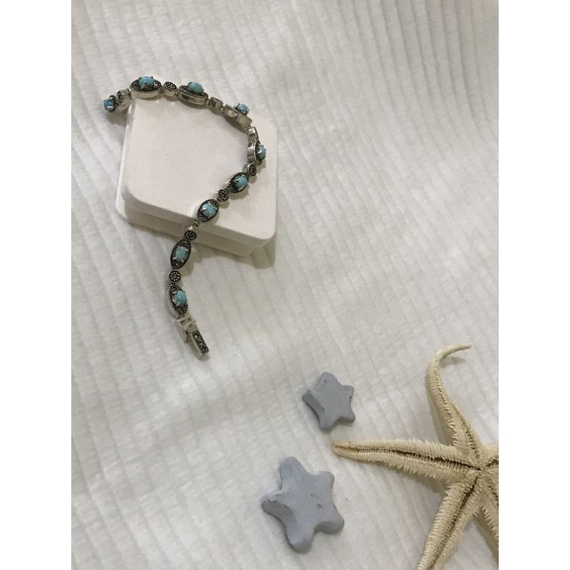 IMPORT Gelang Full akik pirus/permata/silver 925/permata pirus/pirus iran