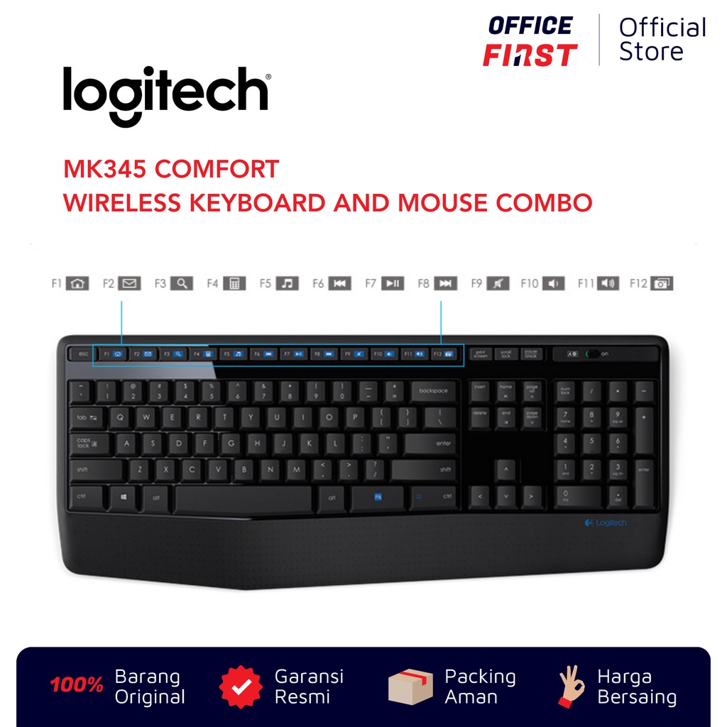 Logitech MK345 Comfort Wireless Keyboard Mouse Combo / USB MK 345