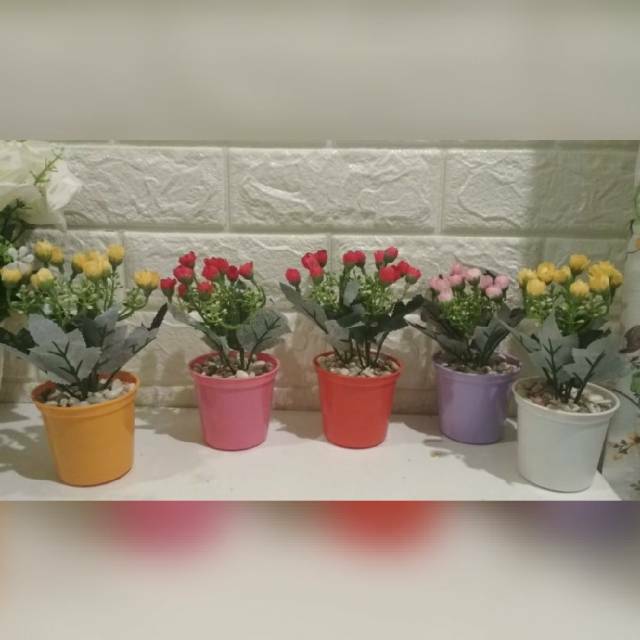 Hiasan bunga pot mini rak dinding