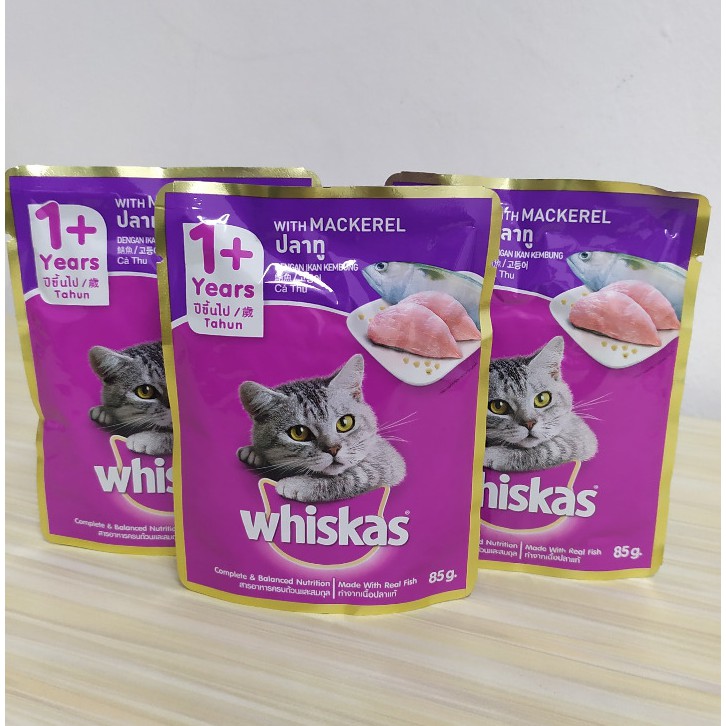 Jual WHISKAS MAKANAN KUCING BASAH POUCH RASA MACKEREL 85 GR Indonesia