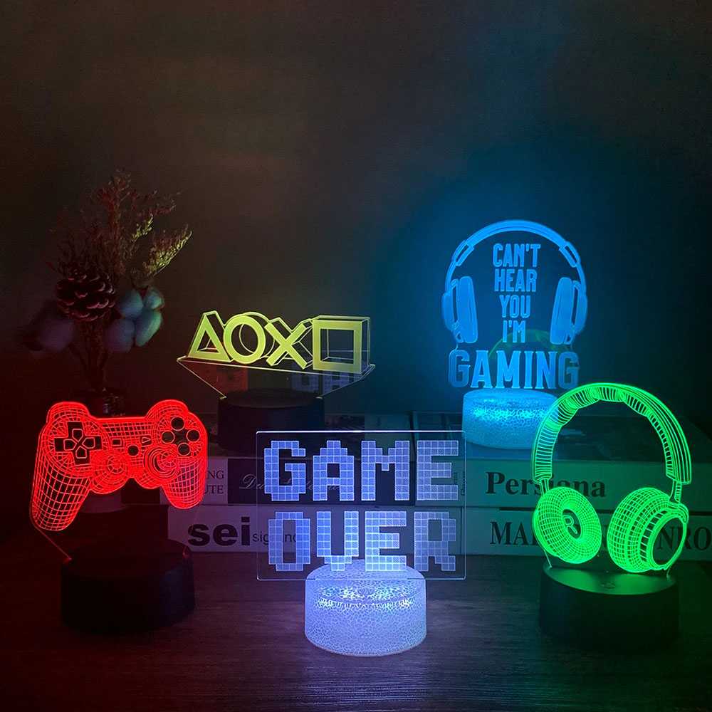 Lampu 3D RGB LED Transparan Design Night Light Game Zone LD321