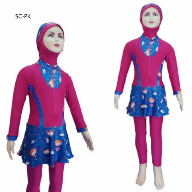 Baju renang anak muslimah motif