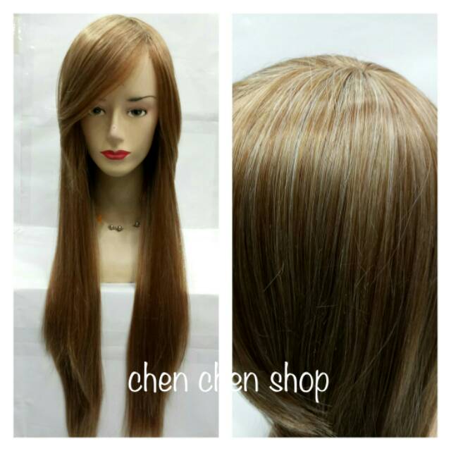 Wig/rambut palsu/wig lurus panjang warna pirang cream