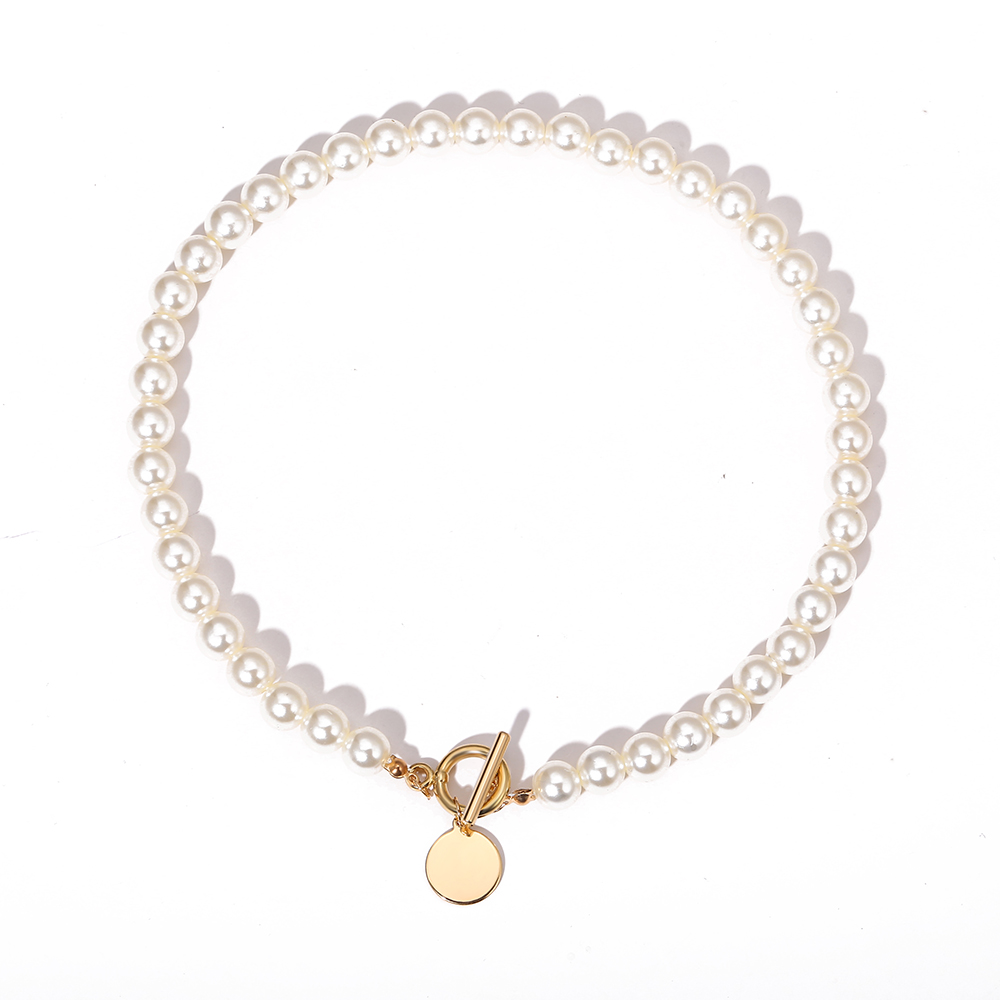YEEZII OT Kalung Rantai Dengan Liontin Mutiara Warna Emas Gaya Korea Untuk Wanita