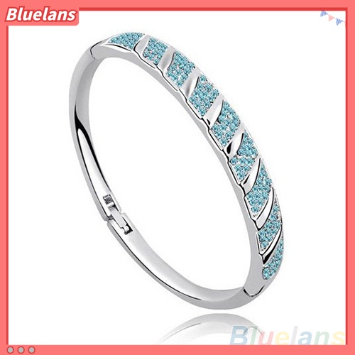 Bluelans Gelang Bangle Slim Hias Berlian Imitasi Untuk Wanita