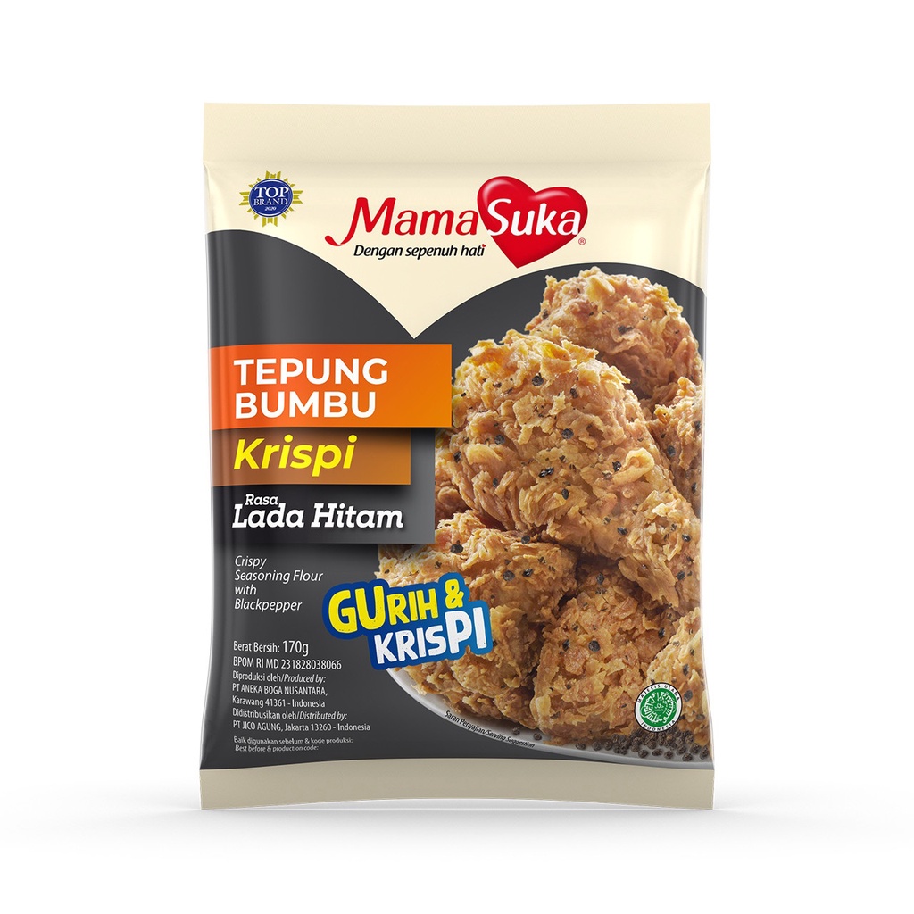 

Mama Suka Tepung Bumbu Krispi Lada Hitam 170 gr - Mamasuka Tepung Lada Hitam 170g