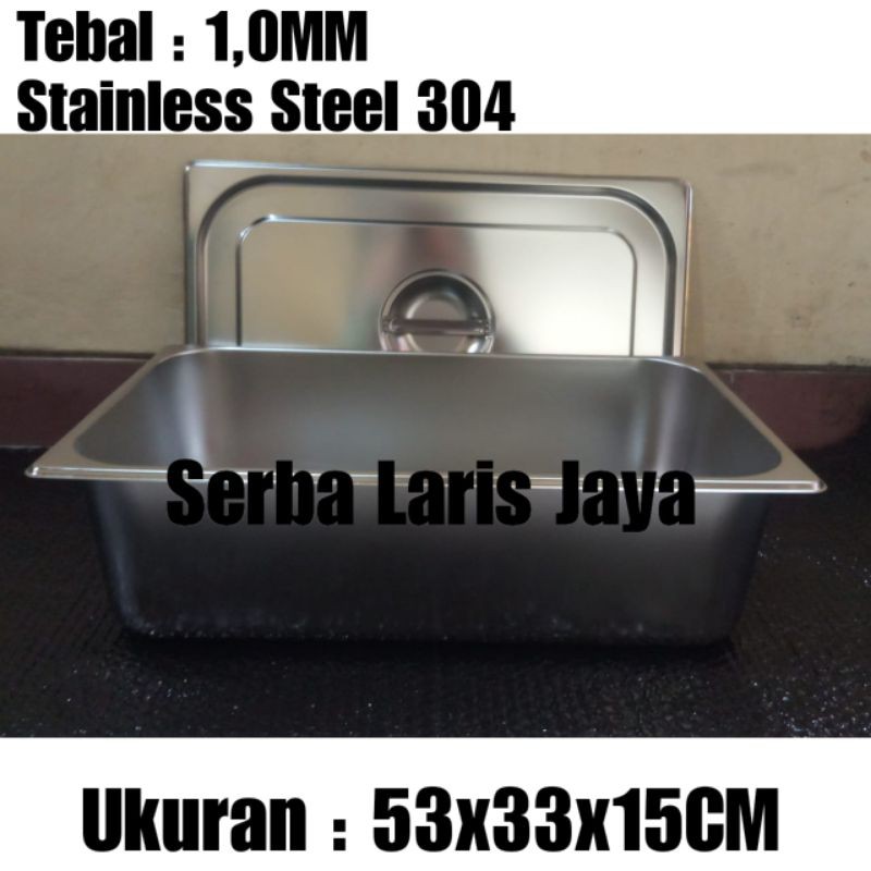 Wajan Penggorengan Kotak Dan Tutup Stainless Steel 53x33x15cm