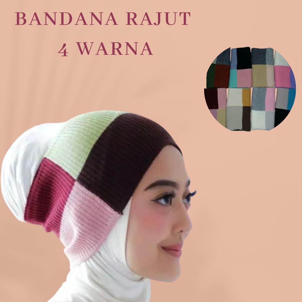 Inner rajut/ bandana rajut 4 warna / bandana kombinasi /ciput rajut anti pusing /inner rajut 4 warna