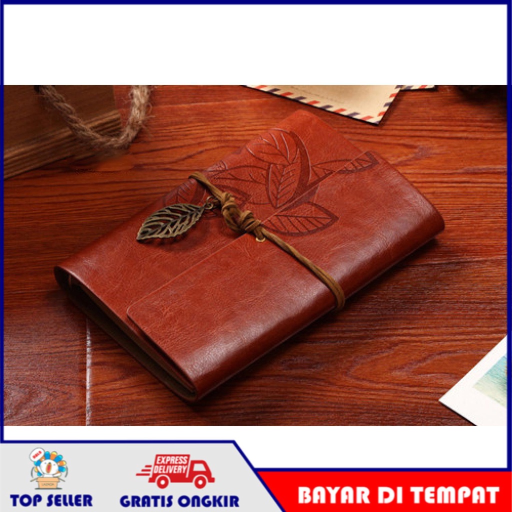 

PHANTACI Buku Catatan Binder Kulit Retro Leaf Kertas A6 - BSD666 COD Surabaya