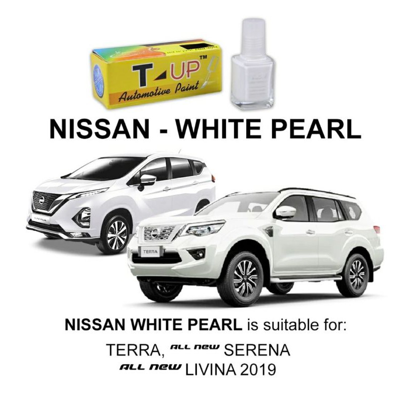 T-Up cat oles Nissan white pearl contoh cat putih Nissan new Serena livina sample cat mobil Nissan