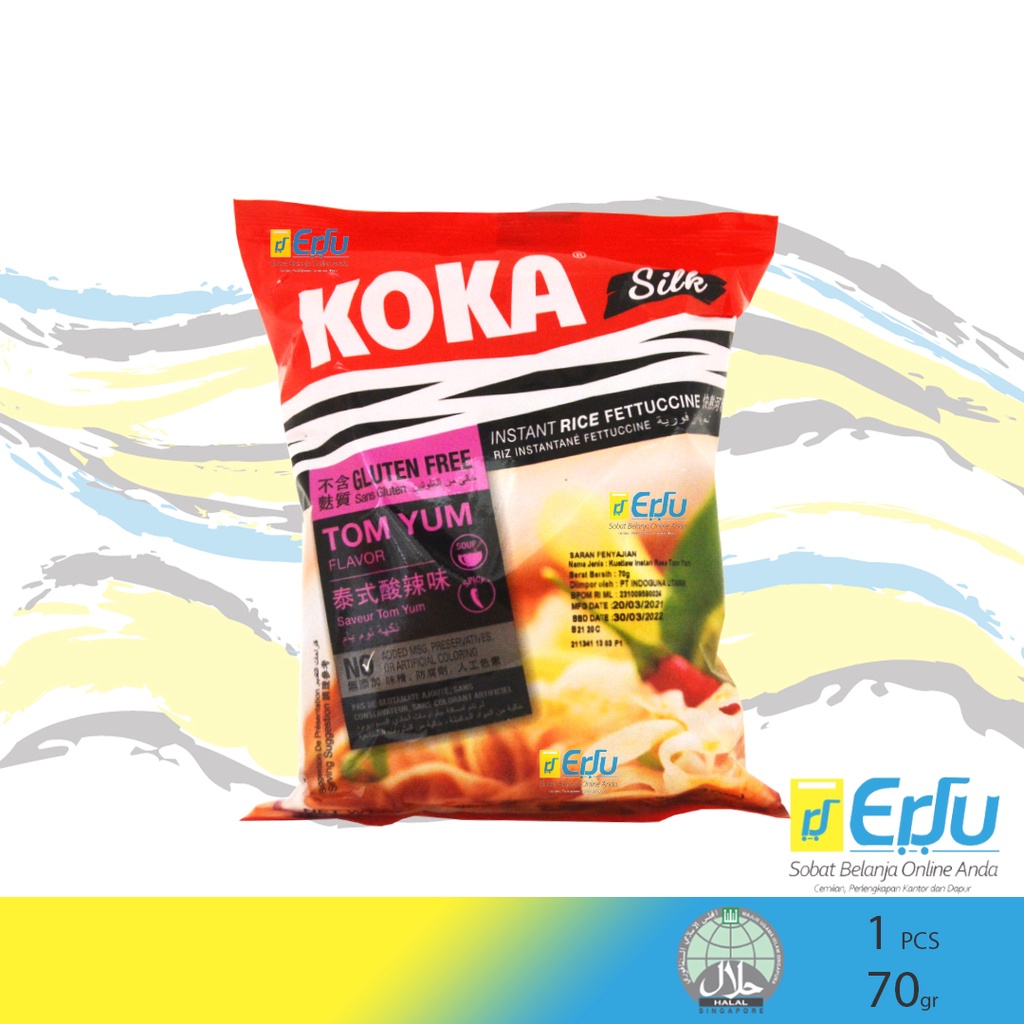 PACK Koka Silk Tomyum  Kwetiau Instan Kuah Khas Singapura Halal Singapore - 70gr