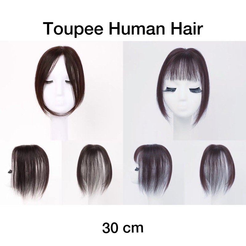 S30 P30 Toupee human Hair / Tempelan penutup botak rambut asli / toupee tipis layer rambut asli / hair top / hair topper (skin lace toupee)