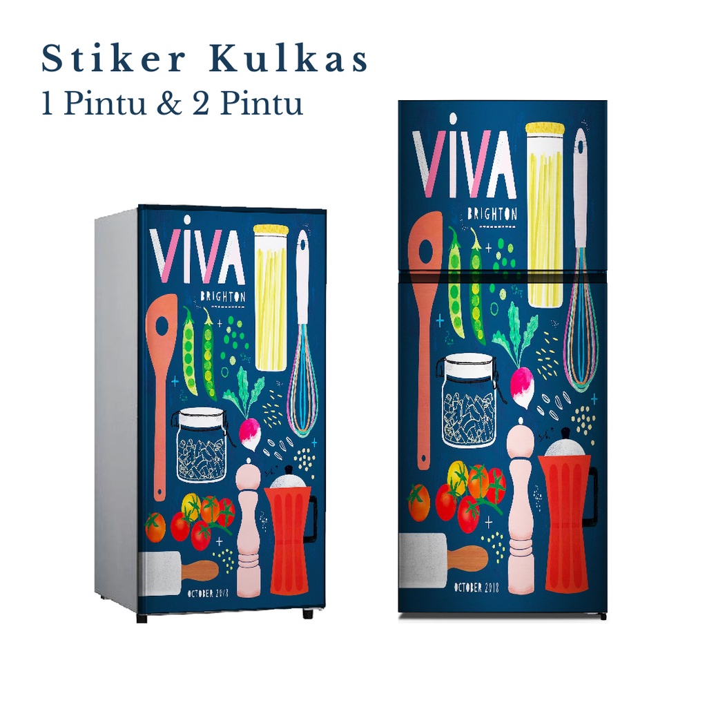 Stiker Kulkas 1 Pintu dan 2 Pintu Motif Kitchen Kode KN-4 - FX