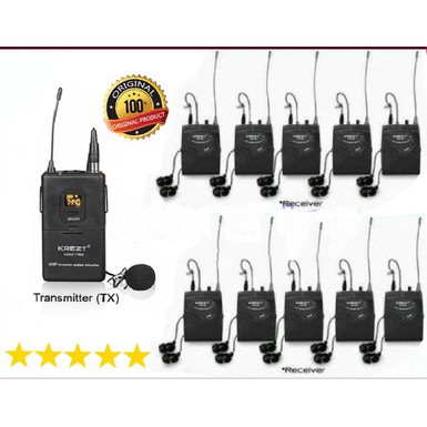 Paket Wireless Audio Tour Guide System KREZT K200 TGM Original Garansi Resmi 1 Pembicara 10 Pendenga