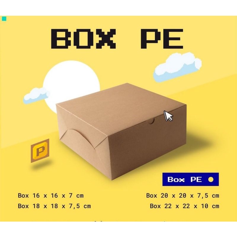 BOX CRAFT / DUS MAKANAN / SQUARE BOX FULL LAMINASI 20 X 20 X 7,5 CM (BUKAN CORRUGATED BOX)