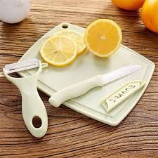 Pisau Set Keramik 3 in 1 Talenan Set Knife Set Peeler Buah