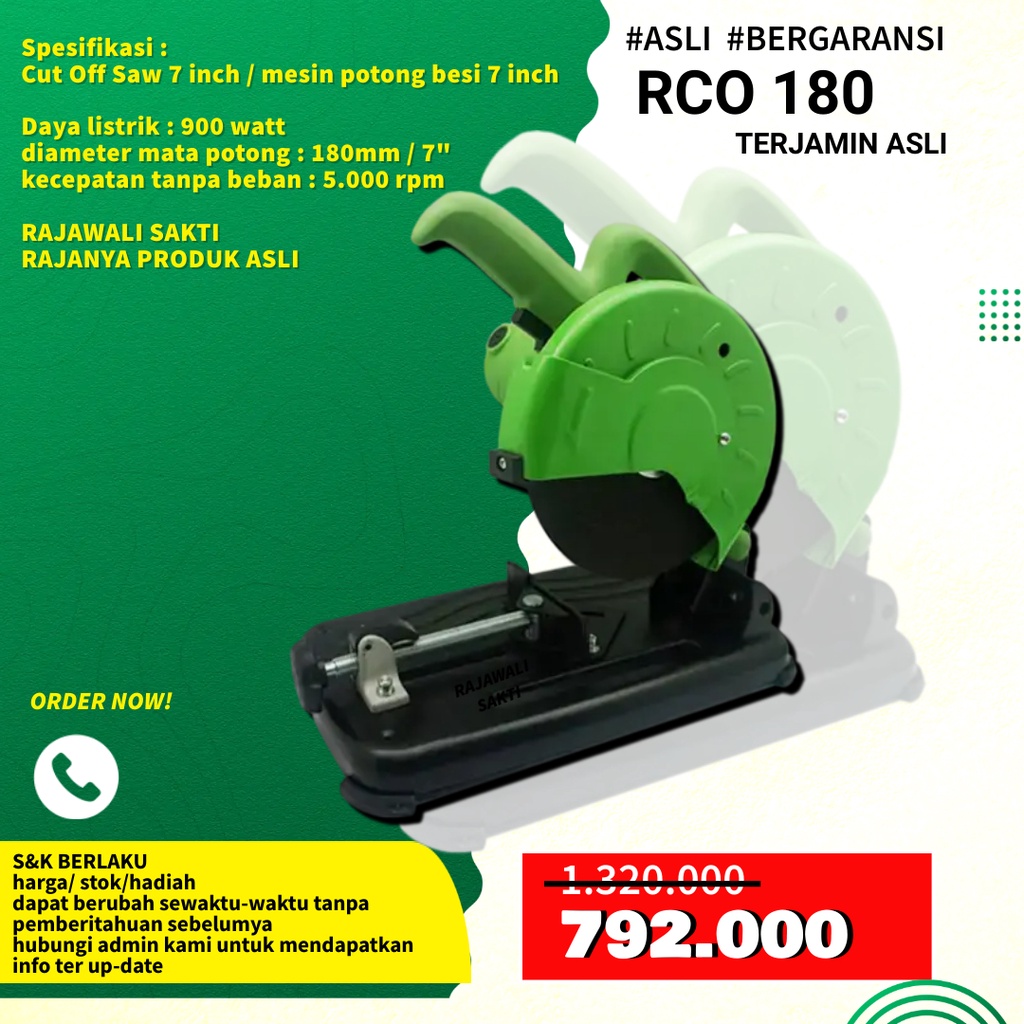RYU Cut Off RCO 180 / RYU Mesin Potong Besi 900 Watt