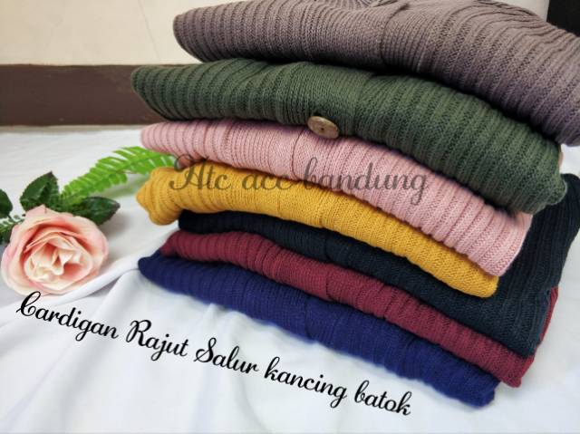 CARDIGAN RAJUT SALUR KANCING BATOK | Cardy Crop Rajut Wanita Oversize-6