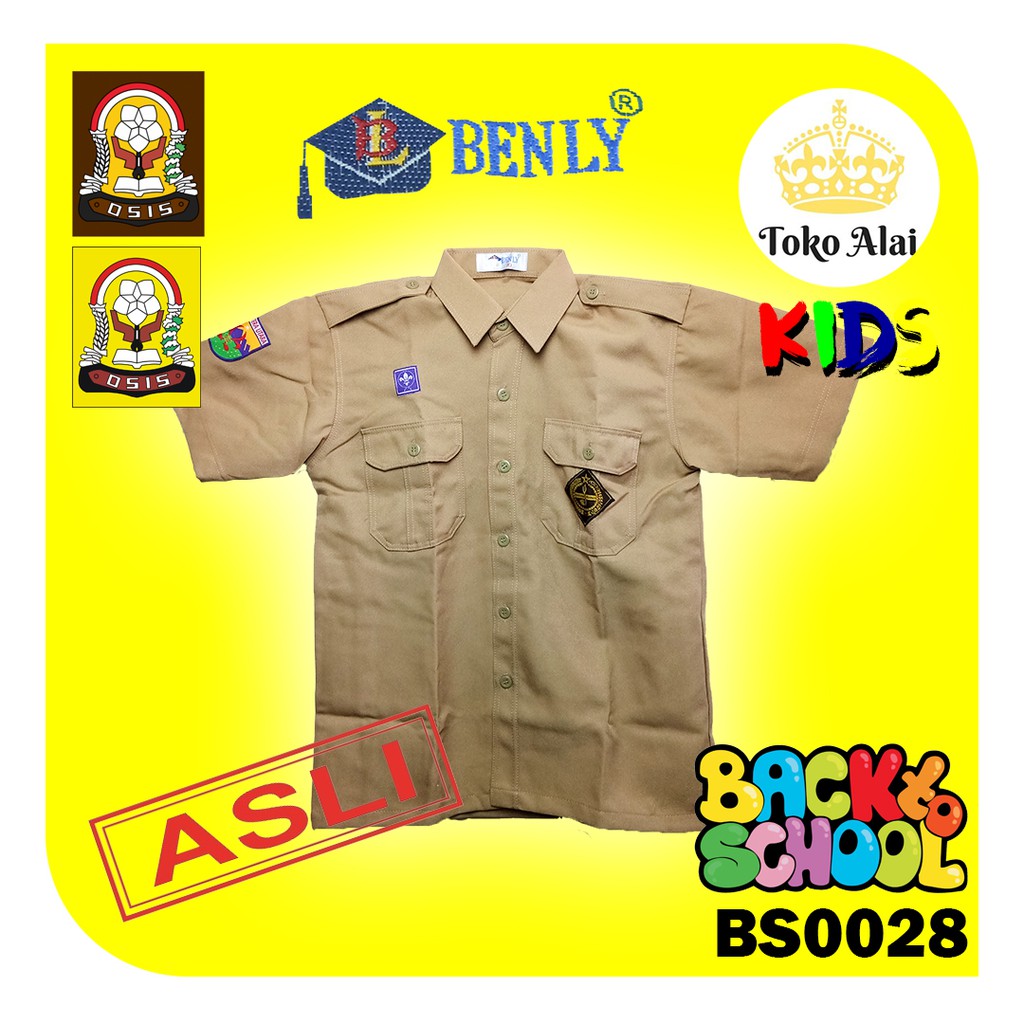 Baju Seragam Sekolah Kemeja Pramuka Bahan Rapilo SNI Nasional Cowok Laki Laki Lengan Pendek Untuk SM