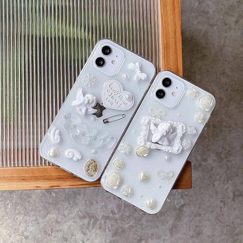 Case Transparan Motif love angel Untuk iPhone 13 12 11 Pro MAX Mini X XS MAX XR SE 2022 2020 7 8 Plus