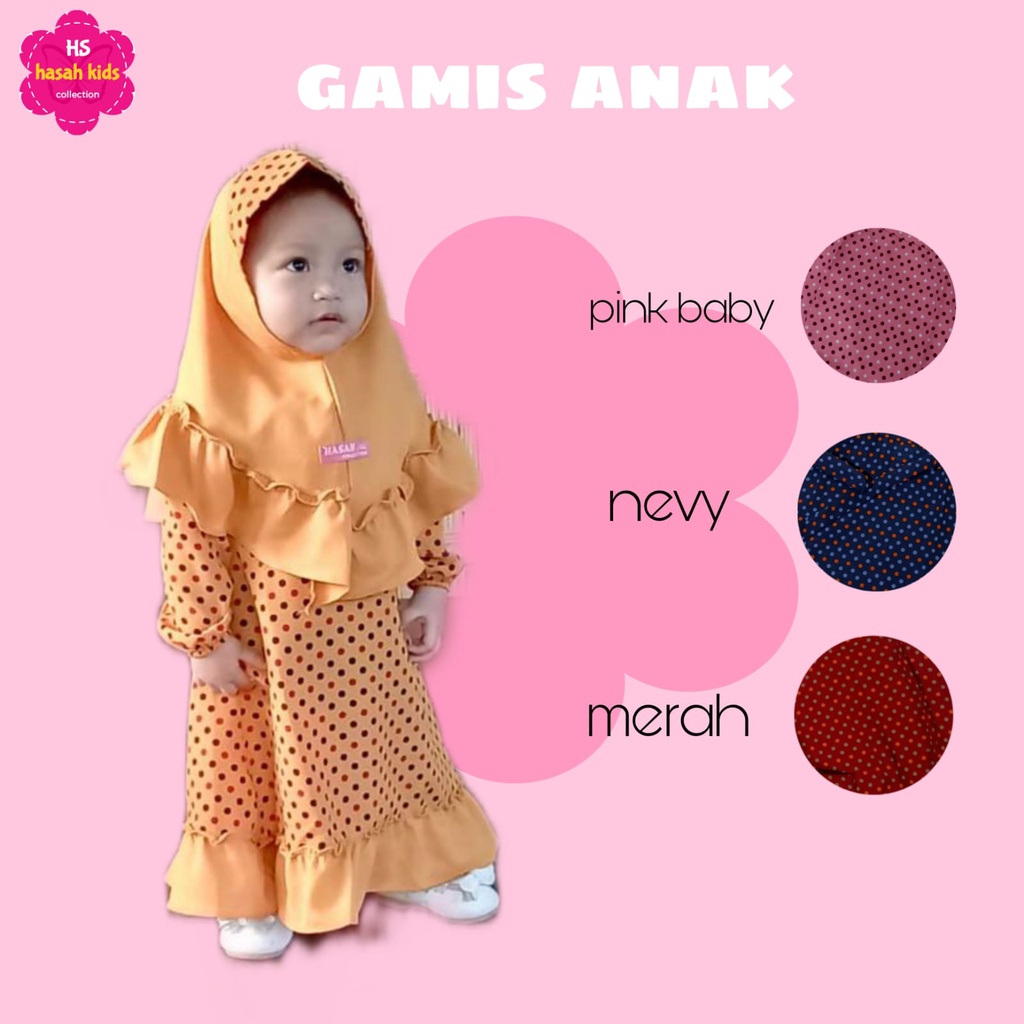 gamis syari anak muslim anak 12 BULAN 18 bln gamis syar'i hijab dress anak gamis polka dress