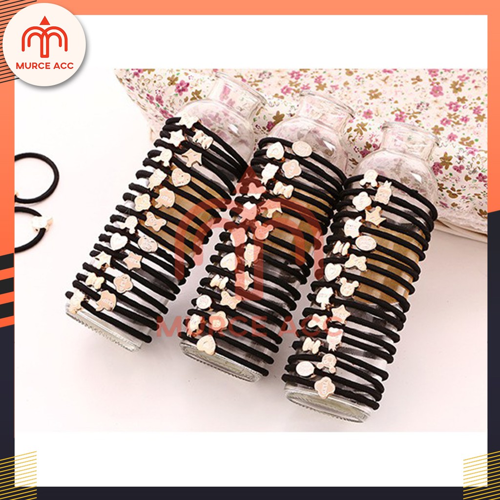 Ikat Rambut Karakter Korea Hitam / Karet Ikat Rambut Hitam Termurah / Kuncir Rambut Wanita-2