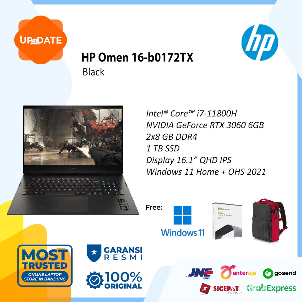 HP Omen 16-b0172TX i7-11800H 16GB 1TB SSD RTX3060 6GB W11 OHS2021
