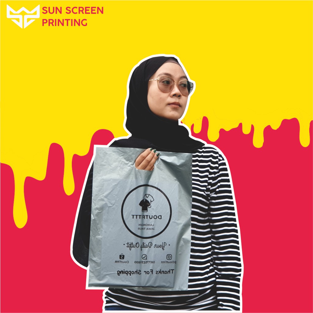 Sablon Plastik Packing Olshop Plong 35x50 Murah Free Design isi 1000pcs
