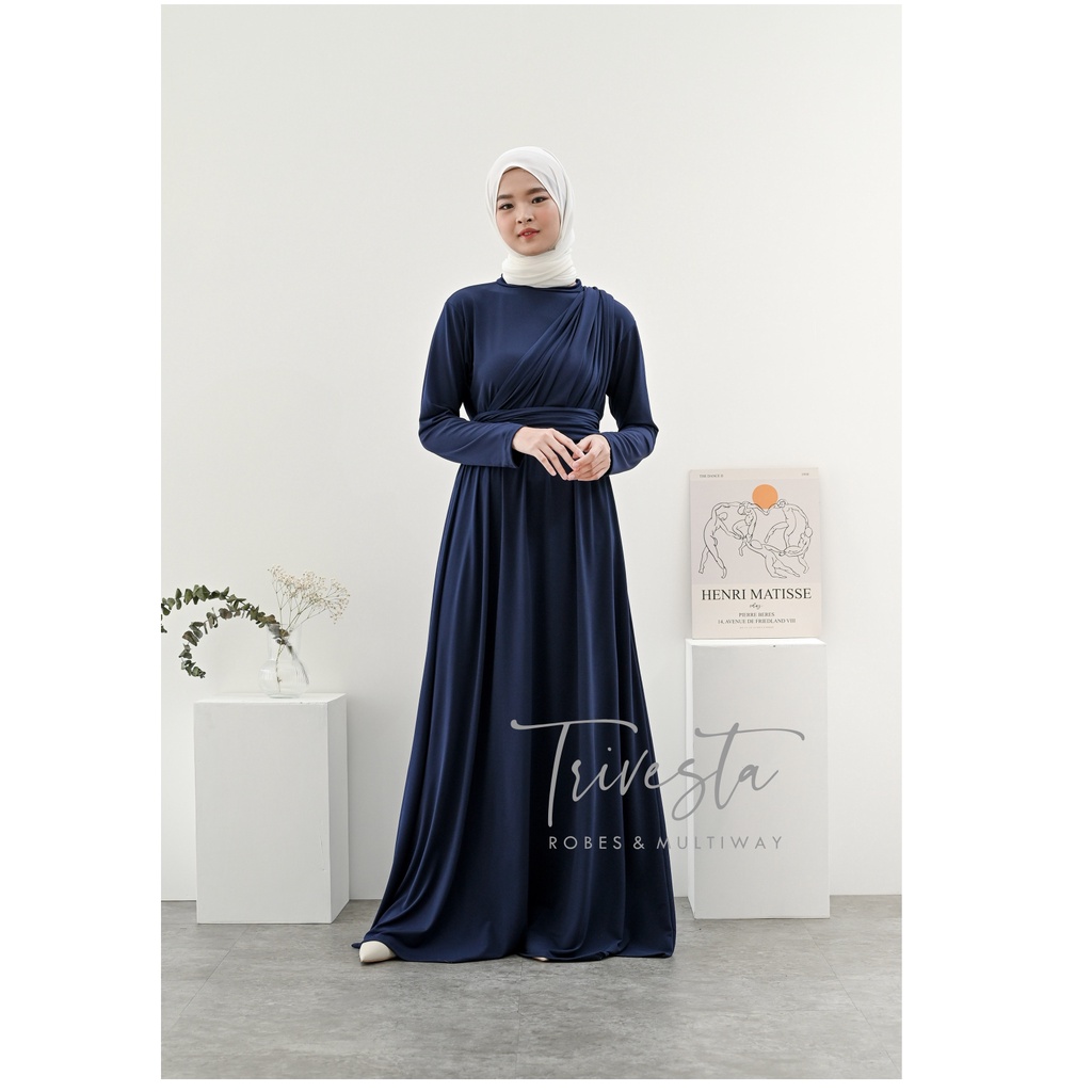 MAXI BERHIJAB  | NAVY  | MULTIWAY INFINITY CONVERTIBLE DRESS | FREE  MANSET&amp; SPECIAL LONG SCRAFT