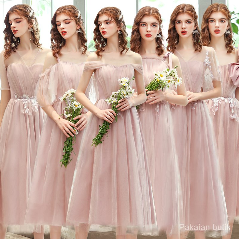 Dress Bridesmaid Wanita Elegan Desain Simple Elegan L5bi Shopee Indonesia