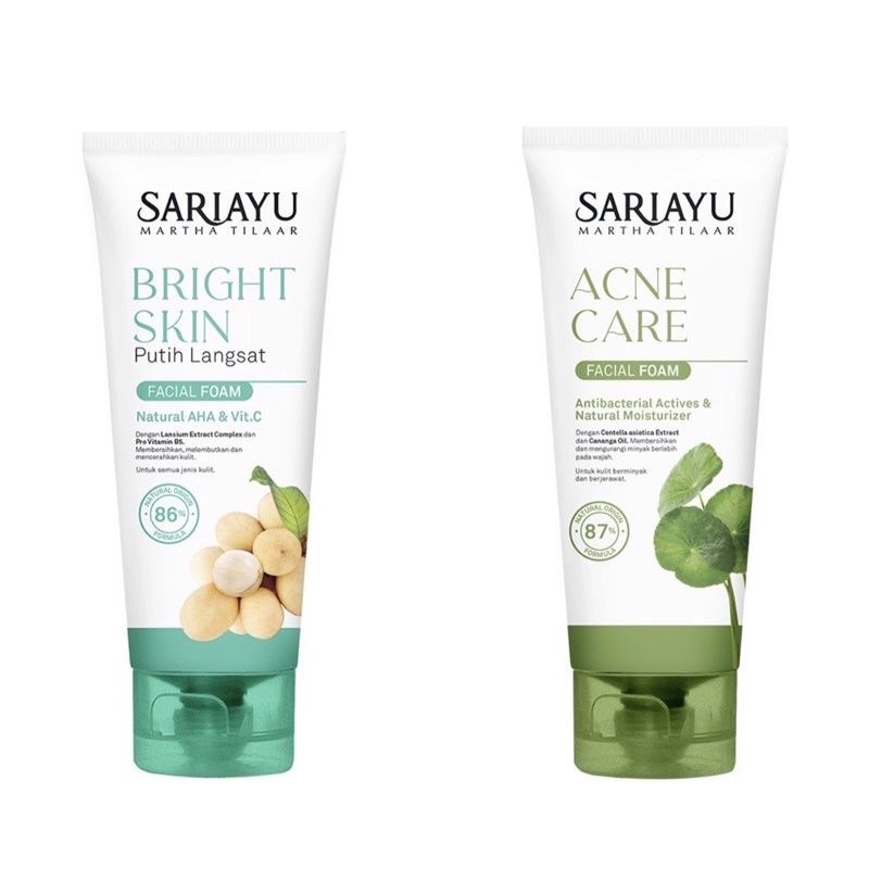 Sariayu Facial Foam Bright Skin Putih Langsat I Acne Care | Face Scrub | Peel Off Mask | Body Scrub | Moisturizer