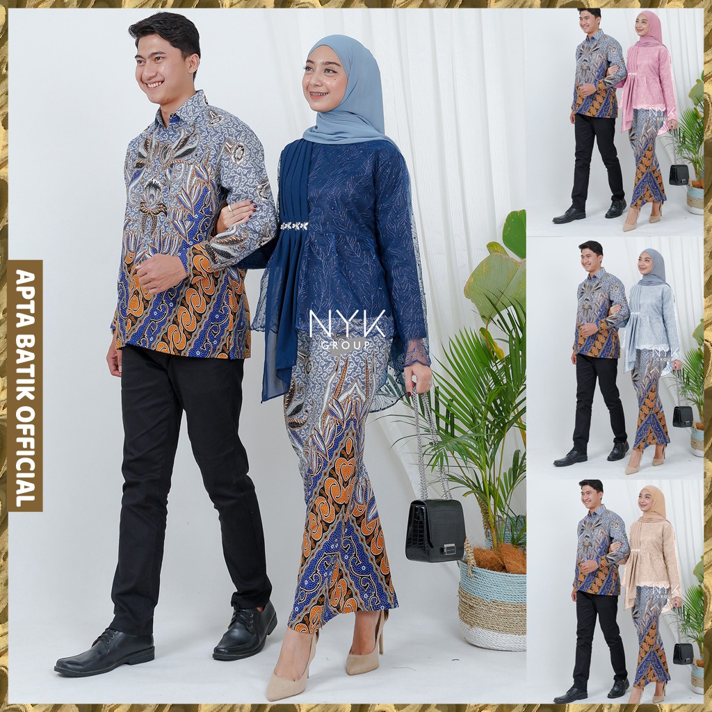 [NEW COLLECTION] Batik Couple Zafran Slendang Berpayet . Couple Kebaya Brokat Modern . Kebaya Wisuda