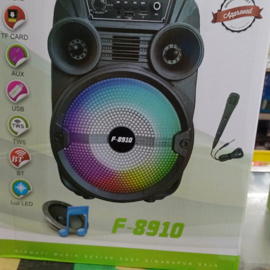 Speaker Bluetooth Karaoke Fleco F 8910/8911 8 Inchi Gratis Microphone