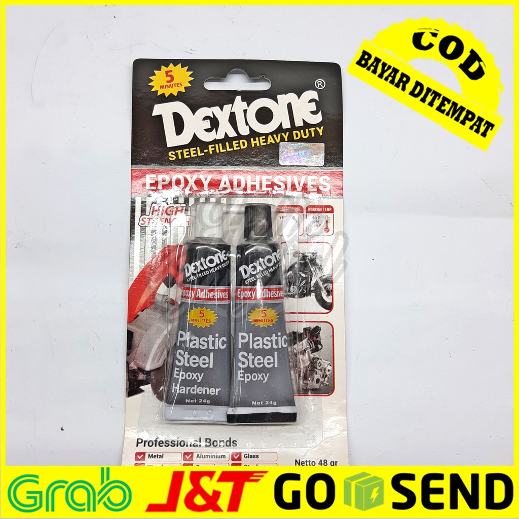 

Lem dextone lem campur putih hitam / besi /plastic steel epoxy hitam putih