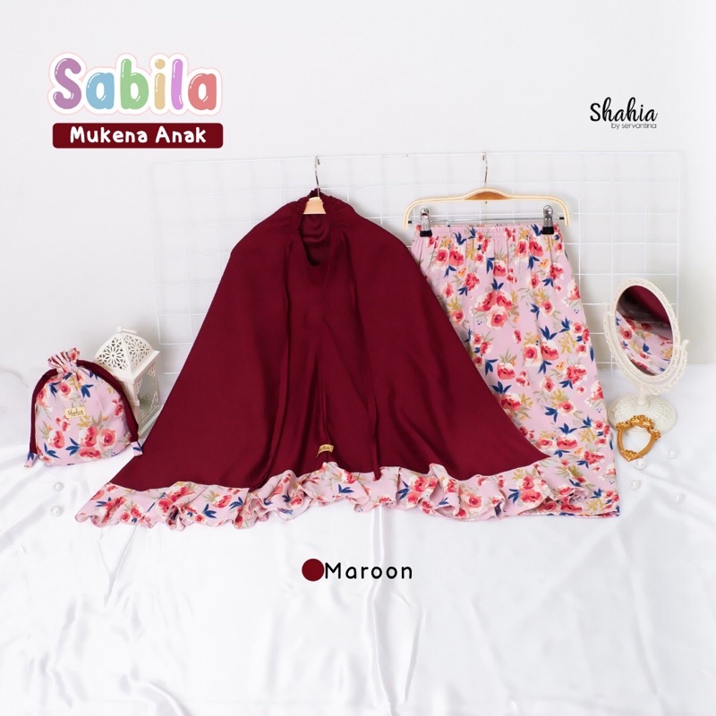 SHAHIA - Mukena Anak Sabila Prayer Set-Sabila Maroon