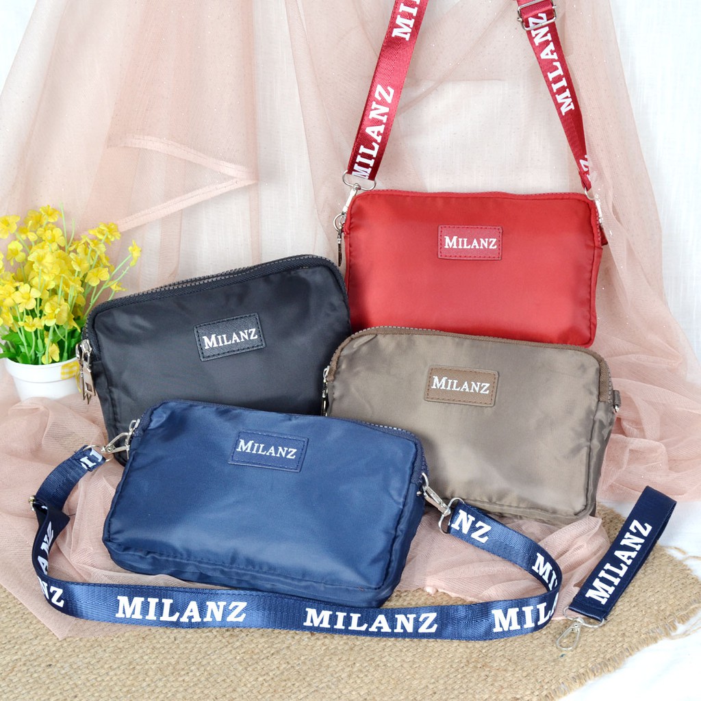 Dompet / pouch wanita tali panjang milanz 3ruang import 1373