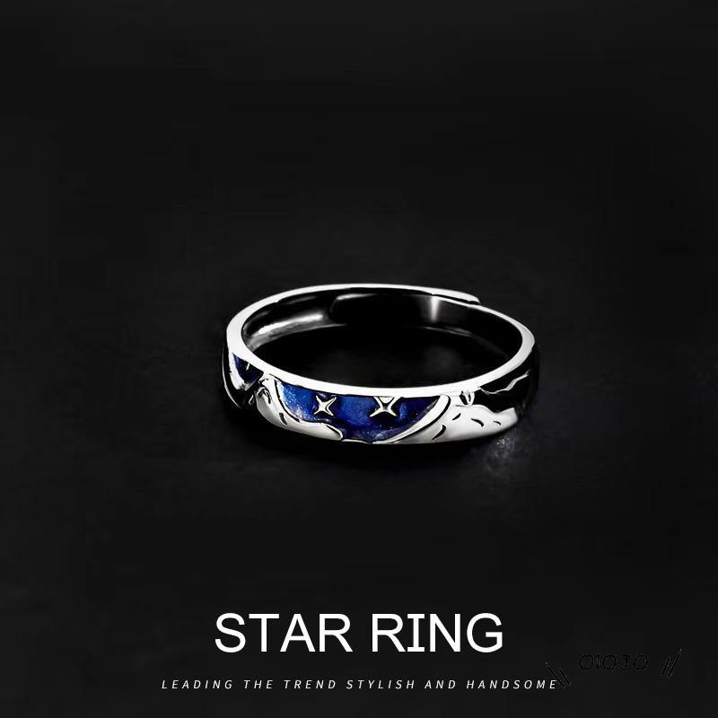 【COD】Cincin Jari Telunjuk Model Terbuka Desain Bintang Biru Untuk Pria