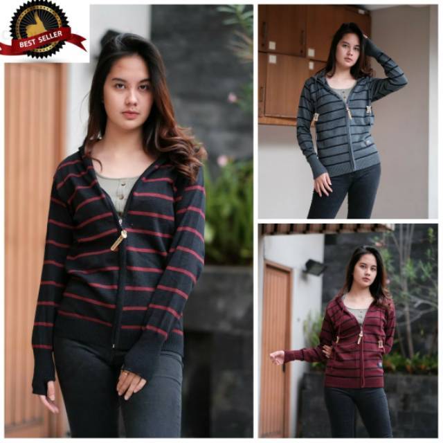 JAKET WANITA Trend Line ADIDAS Wanita Cewek Abu Hitam Merah Kombinasi S3H8 Sport Mobile murah